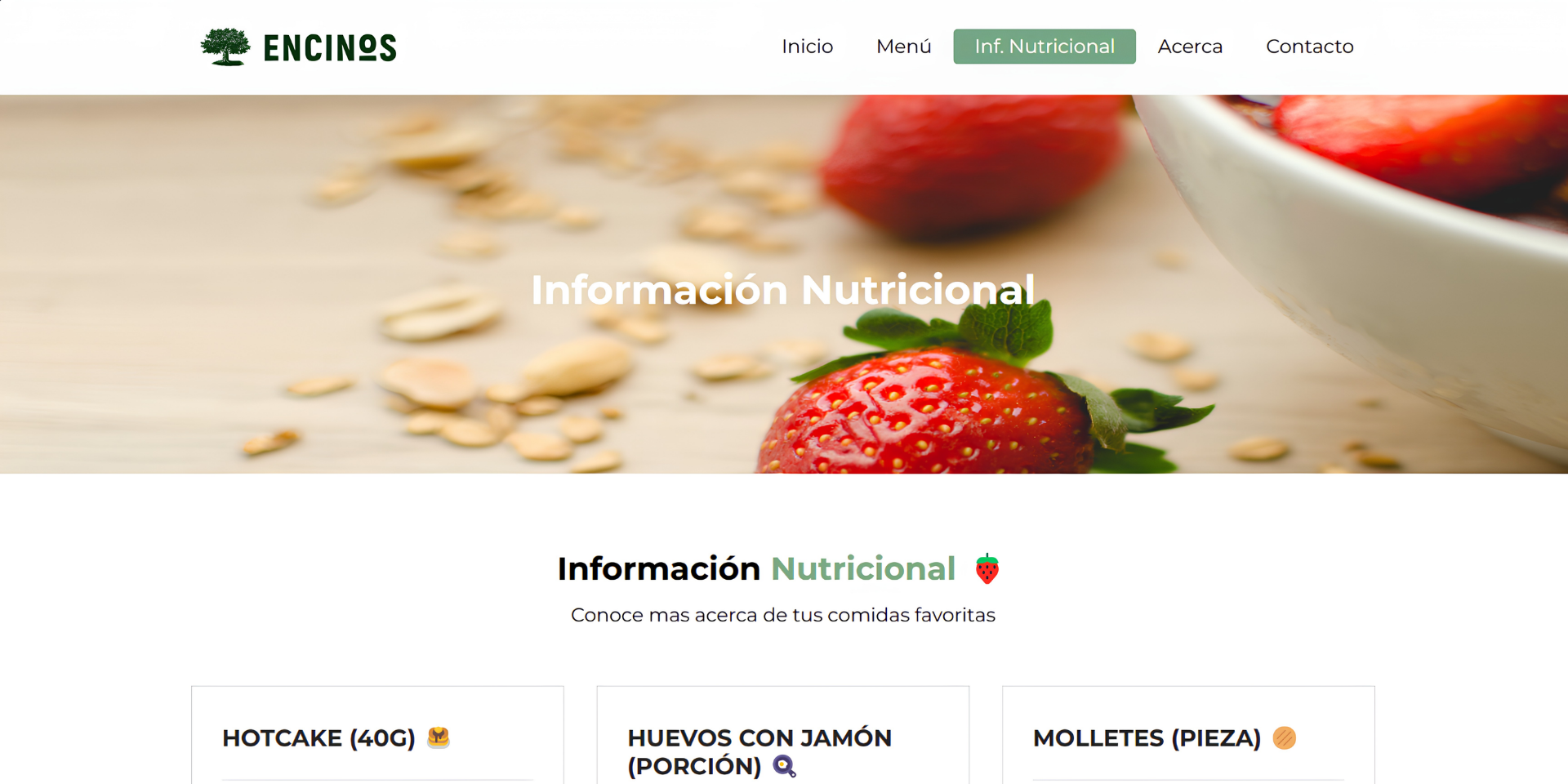 Información nutricional de Encinos