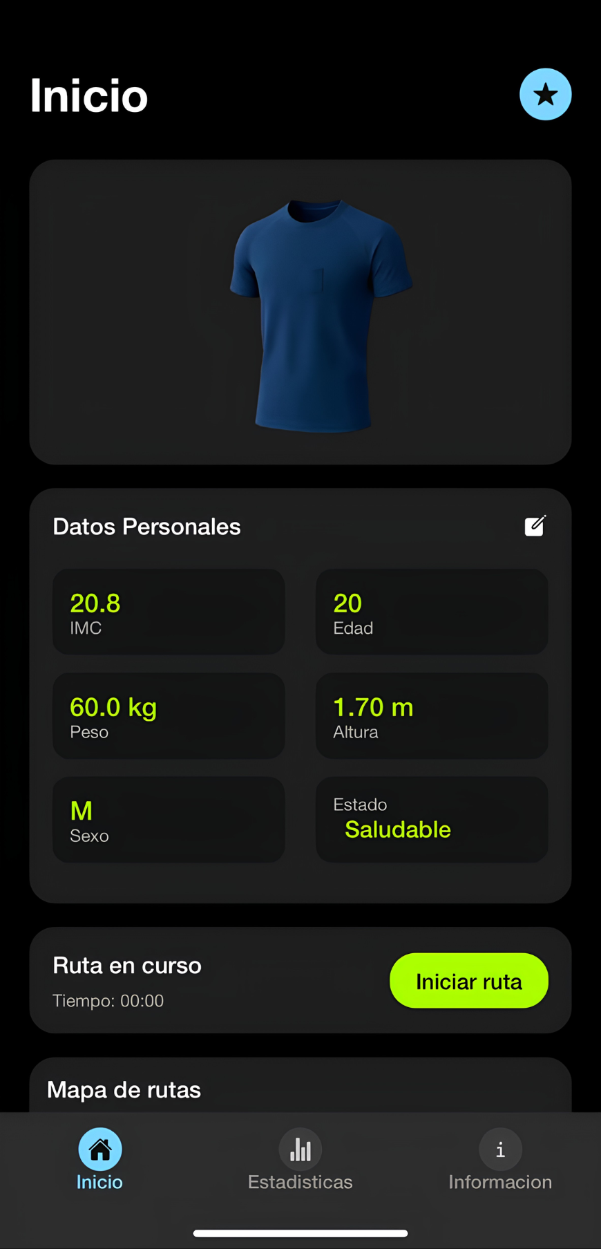 Inicio y datos personales de FitLink